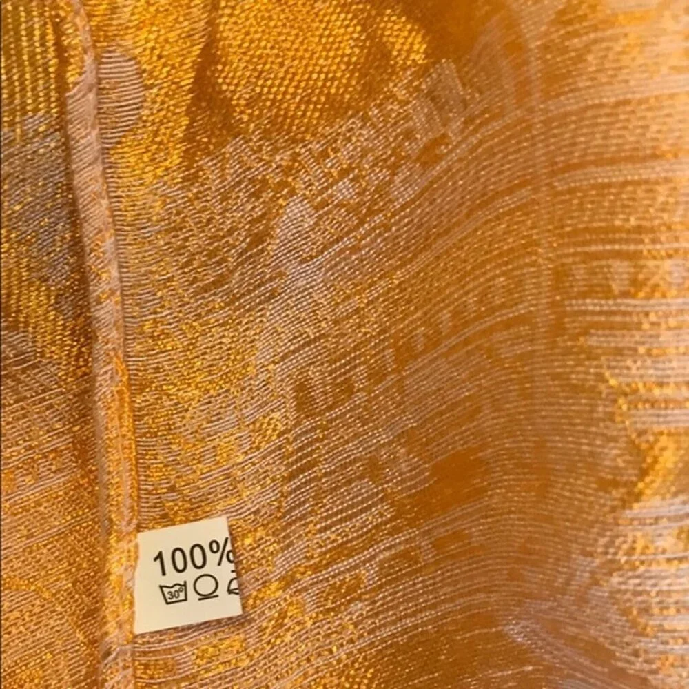 100% Silk Women's Indian Earth Neutral Colorblock Sparkle Gold Lightweight Scarf - Picture 4 of 6